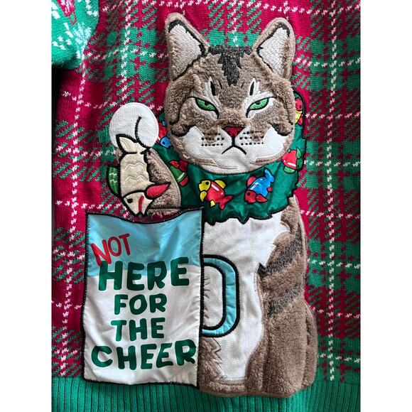 Blizzard Bay Holiday Not Here For The Cheer Cat Ugly Sweater Christmas Medium - Picture 7 of 12